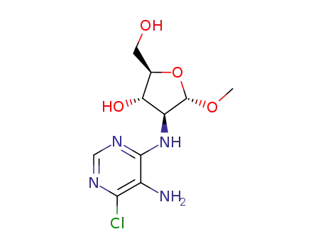 Molecular Structure of 55073-77-3 (methyl 2-[(5-amino-6-chloropyrimidin-4-yl)amino]-2-deoxypentofuranoside)