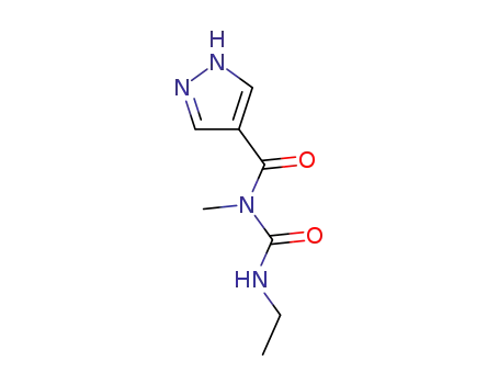 Molecular Structure of 80981-26-6 (3-Ethyl-1-methyl-1-(1H-pyrazole-4-carbonyl)-urea)