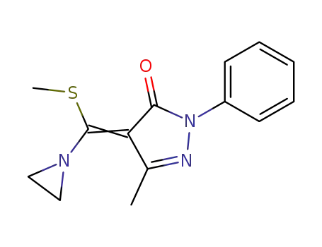 Molecular Structure of 61254-32-8 ((4E)-4-[aziridin-1-yl(methylsulfanyl)methylidene]-5-methyl-2-phenyl-2,4-dihydro-3H-pyrazol-3-one)