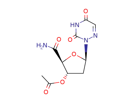 Molecular Structure of 54918-21-7 ((2S,3S,5R)-2-carbamoyl-5-(3,5-dioxo-4,5-dihydro-1,2,4-triazin-2(3H)-yl)tetrahydrofuran-3-yl acetate (non-preferred name))