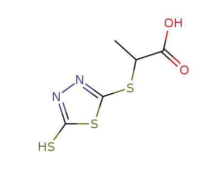 Molecular Structure of 60725-23-7 (2-(5-MERCAPTO-1,3,4-THIADIAZOL-2-YLTHIO)PROPIONIC ACID)
