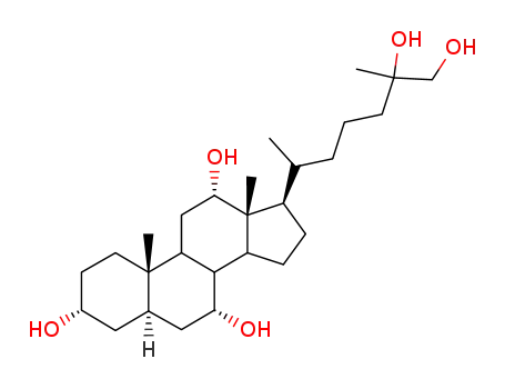 Molecular Structure of 6127-75-9 ((3R,5S,7R,8S,9S,10S,12S,13R,14S,17R)-17-[(2R)-6,7-dihydroxy-6-methyl-heptan-2-yl]-10,13-dimethyl-2,3,4,5,6,7,8,9,11,12,14,15,16,17-tetradecahydro-1H-cyclopenta[a]phenanthrene-3,7,12-triol)