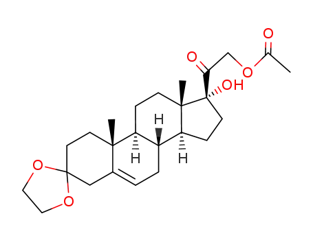 Molecular Structure of 913-44-0 (21-acetoxy-17α-hydroxy-3,3-ethylenedioxypregn-5-ene-20-one)