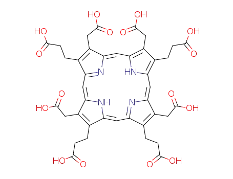 Molecular Structure of 613-02-5 (3,8,13,17-tetrakis(carboxymethyl)-21H,23H-Porphine-2,7,12,18-tetrapropanoic acid)