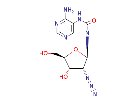 Molecular Structure of 64864-70-6 (6-amino-9-(2-deoxy-2-triaza-1,2-dien-2-ium-1-ylpentofuranosyl)-7,9-dihydro-8H-purin-8-one)