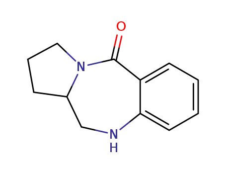 Molecular Structure of 5544-20-7 (5H-Pyrrolo(2,1-c)(1,4)benzodiazepin-5-one, 1,2,3,10,11,11a-hexahydro-)