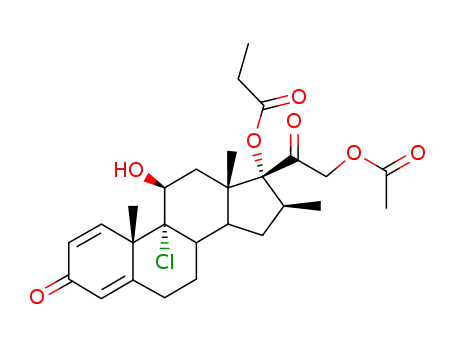 Molecular Structure of 5534-08-7 (9-Chloro-11β,17,21-trihydroxy-16β-Methylpregna-1,4-diene-3,20-dione 21-Acetate 17-Propionate)