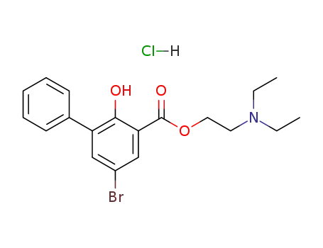 Molecular Structure of 6284-60-2 (2-(diethylamino)ethyl 5-bromo-2-hydroxybiphenyl-3-carboxylate)