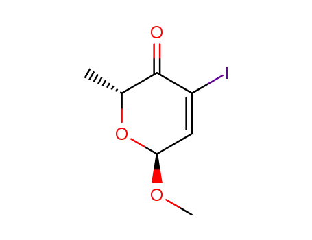 Molecular Structure of 55533-63-6 (4-iodo-6-methoxy-2-methyl-2H-pyran-3(6H)-one)
