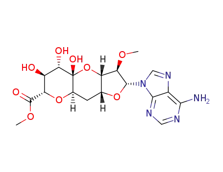 Molecular Structure of 55353-32-7 ((11R)-11-C-(6-Amino-9H-purin-9-yl)-2,6:8,11-dianhydro-10-O-methyl-7-deoxy-α-L-ido-D-lyxo-5-undecoulo-5,9-pyranosonic acid methyl ester)