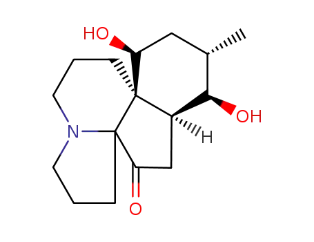 Molecular Structure of 25441-11-6 (5H,9H,12H-Indeno[7a,1-h]indolizin-12-one,decahydro-1,4-dihydroxy-2-methyl-, (1R,2S,4S,4aS,11aR,13aS)- (9CI))