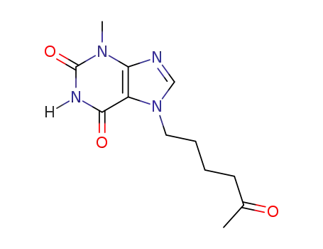 Molecular Structure of 55242-67-6 (3-methyl-7-(5-oxo-hexyl)-3,7-dihydro-purine-2,6-dione)