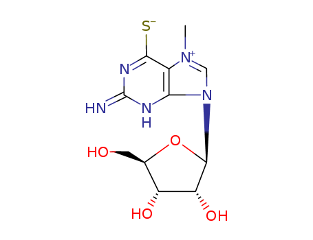 1H-Purinium,2-amino-6,9-dihydro-7-methyl-9-b-D-ribofuranosyl-6-thioxo-, inner salt