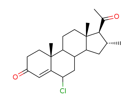 Molecular Structure of 5591-27-5 ((6S,9S,14S,16R,17S)-17-acetyl-6-chloro-10,13,16-trimethyl-1,2,6,7,8,9,11,12,14,15,16,17-dodecahydrocyclopenta[a]phenanthren-3-one)