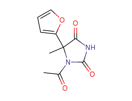 Molecular Structure of 62032-09-1 (1-acetyl-5-(furan-2-yl)-5-methylimidazolidine-2,4-dione)