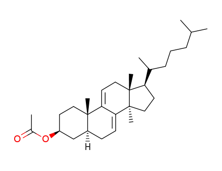 Molecular Structure of 5596-02-1 (14-Methyl-5α-cholesta-7,9(11)-dien-3β-ol acetate)
