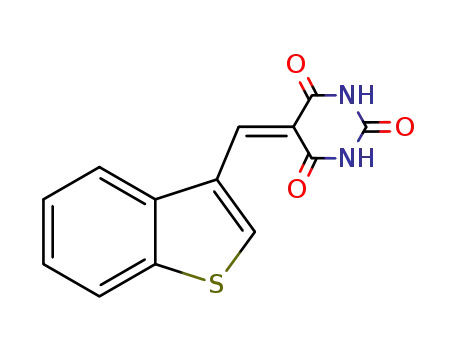 Molecular Structure of 5592-03-0 (5-(1-benzothiophen-3-ylmethylidene)pyrimidine-2,4,6(1H,3H,5H)-trione)