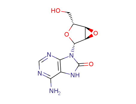 Molecular Structure of 62086-56-0 (6-amino-9-(2,3-anhydropentofuranosyl)-7,9-dihydro-8H-purin-8-one)