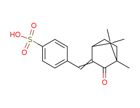 Molecular Structure of 56039-58-8 (4-((4,7,7-Trimethyl-3-oxo-bicyclo(2.2.2)hept-2-ylidene)methyl)benzenes ulfonic acid)