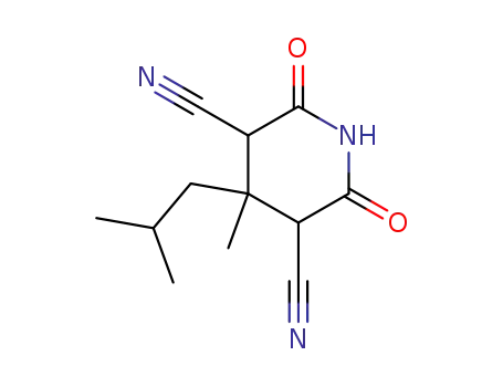 Molecular Structure of 61871-02-1 (4-methyl-4-(2-methylpropyl)-2,6-dioxopiperidine-3,5-dicarbonitrile)