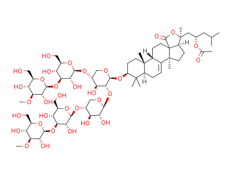 Lanost-7-en-18-oic acid, 23-(acetyloxy)-20-hydroxy-3-((O-3-O-methyl-beta-D-glucopyranosyl-(1->3)-O-beta-D-glucopyranosyl-(1->4)-O-(O-3-O-methyl-beta-D-glucopyranosyl-(1->3)-O-beta-D-glucopyranosyl-(1->4)-beta-D-xylopyranosyl-(1->2))-beta-D-xylopyranosyl)oxy)-, gamma-lactone, (3beta,9beta,23S)-