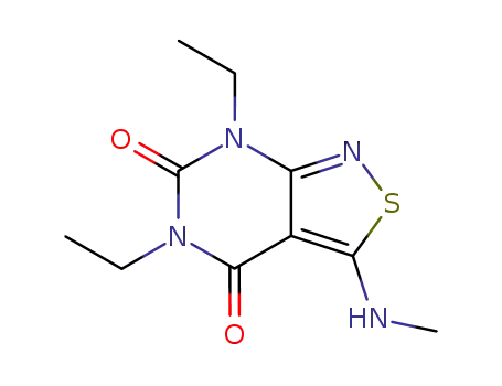 Molecular Structure of 60663-76-5 (5,7-diethyl-3-(methylamino)[1,2]thiazolo[3,4-d]pyrimidine-4,6(5H,7H)-dione)