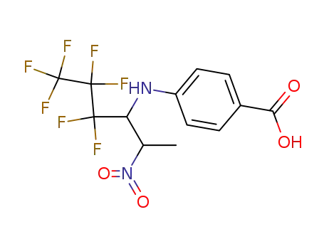 Molecular Structure of 564-96-5 (4-[(4,4,5,5,6,6,6-heptafluoro-2-nitrohexan-3-yl)amino]benzoic acid)