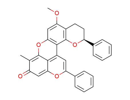 2H,9H-Dipyrano(2,3-a:2,3,4-kl)xanthen-9-one, 3,4-dihydro-5-methoxy-8-methyl-2,12-diphenyl-, (-)- cas  6219-63-2