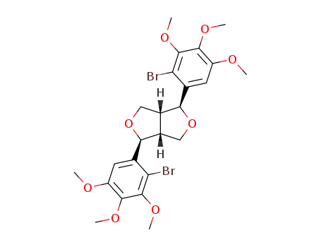 Molecular Structure of 60619-98-9 ((+/-)-1<i>c</i>,4<i>c</i>-bis-(2-bromo-3,4,5-trimethoxy-phenyl)-(3a<i>r</i>,6a<i>c</i>)-tetrahydro-furo[3,4-<i>c</i>]furan)