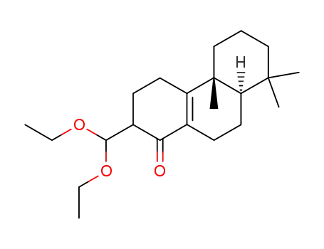 Molecular Structure of 135854-65-8 ((4bR,8aR)-2-Diethoxymethyl-4b,8,8-trimethyl-3,4,4b,5,6,7,8,8a,9,10-decahydro-2H-phenanthren-1-one)