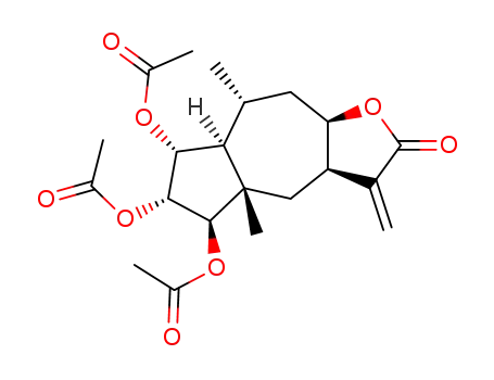 Molecular Structure of 72264-72-3 ((3aR)-5β,6α,7α-Tris(acetyloxy)-3aα,4,4a,5,6,7,7aα,8,9,9aα-decahydro-4aβ,8α-dimethyl-3-methyleneazuleno[6,5-b]furan-2(3H)-one)