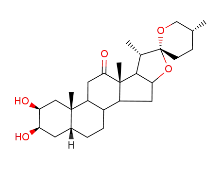 Molecular Structure of 16680-64-1 ((25R)-2β,3β-Dihydroxy-5β-spirostan-12-one)