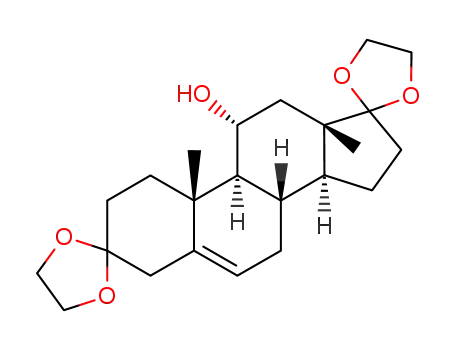 Molecular Structure of 4234-49-5 (3,3:17,17-bis(ethylenedioxy)androst-5-en-11α-ol)