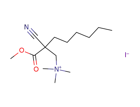 Molecular Structure of 52752-28-0 ((2-Cyano-2-methoxycarbonyl-octyl)-trimethyl-ammonium; iodide)