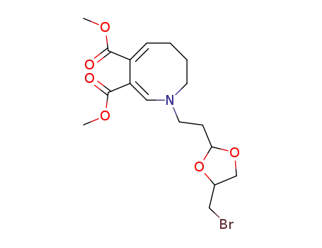 Molecular Structure of 62587-50-2 (dimethyl (2E,4E)-1-{2-[4-(bromomethyl)-1,3-dioxolan-2-yl]ethyl}-1,6,7,8-tetrahydroazocine-3,4-dicarboxylate)
