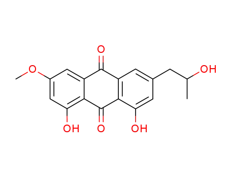 Molecular Structure of 569-04-0 ((+)-1,8-Dihydroxy-3-(2-hydroxypropyl)-6-methoxy-9,10-anthracenedione)
