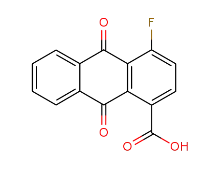 Molecular Structure of 361-20-6 (4-fluoro-9,10-dioxo-9,10-dihydro-anthracene-1-carboxylic acid)
