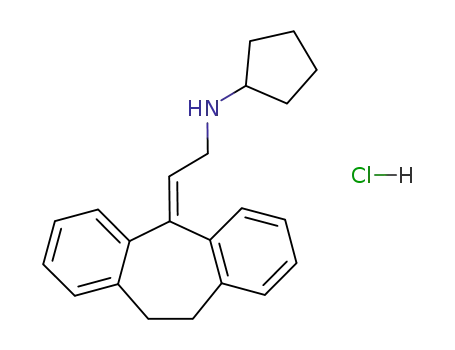 Molecular Structure of 62469-26-5 (N-[2-(10,11-dihydro-5H-dibenzo[a,d][7]annulen-5-ylidene)ethyl]cyclopentanamine hydrochloride)