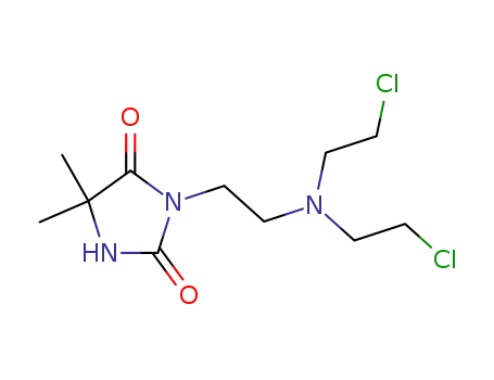 Molecular Structure of 56605-19-7 (3-{2-[bis(2-chloroethyl)amino]ethyl}-5,5-dimethylimidazolidine-2,4-dione)