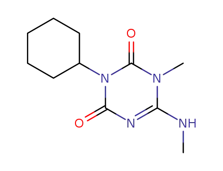 Molecular Structure of 56611-54-2 (1,3,5-Triazine-2,4(1H,3H)-dione, 3-cyclohexyl-1-methyl-6-(methylamino)-)
