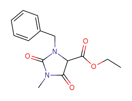 Molecular Structure of 56598-94-8 (ethyl 3-benzyl-1-methyl-2,5-dioxoimidazolidine-4-carboxylate)