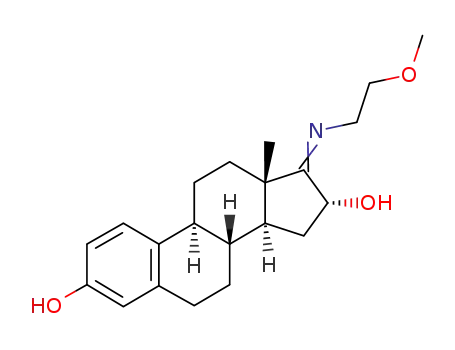 Molecular Structure of 137437-73-1 (17-(2-methoxyethylimino)estra-1,3,5(10)-triene-3,16α-diol)