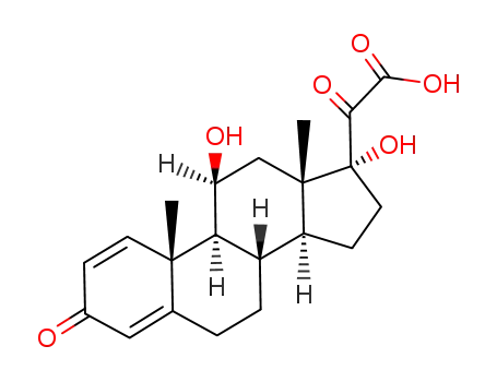 Molecular Structure of 61549-70-0 (11β,17α-dihydroxy-3,20-dioxo-1,4-pregnadien-21-oic acid)
