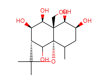 Molecular Structure of 57461-75-3 ((3R,10R)-Decahydro-5aβ-hydroxymethyl-2,2,9β-trimethyl-3,9aβ-methano-1-benzoxepine-4β,5β,6β,7β,10-pentol)