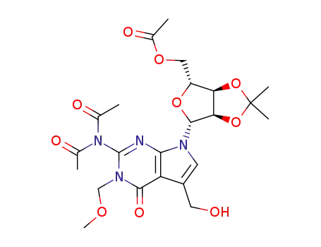 2-diacetylamino-3,4-dihydro-5-hydroxymethyl-3-methoxymethyl-7-(5-O-acetyl-2,3-O-isopropylidene-β-D-ribofuranosyl)-7H-pyrrolo<2,3-d>pyrimidin-4-one