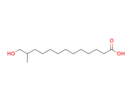Molecular Structure of 88785-29-9 (Tridecanoic acid, 13-hydroxy-12-methyl-)
