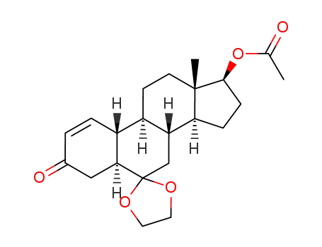 Molecular Structure of 892848-71-4 (17β-acetoxy-6,6-ethylenedioxy-3-oxo-19-nor-5α-androst-1-ene)