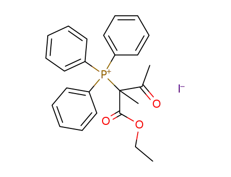 Molecular Structure of 7444-19-1 ((1-Acetyl-1-aethoxycarbonyl-aethyl)-triphenyl-phosphoniumiodid)