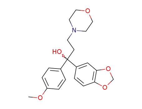 Molecular Structure of 6269-84-7 (1-(1,3-benzodioxol-5-yl)-1-(4-methoxyphenyl)-3-(morpholin-4-yl)propan-1-ol)