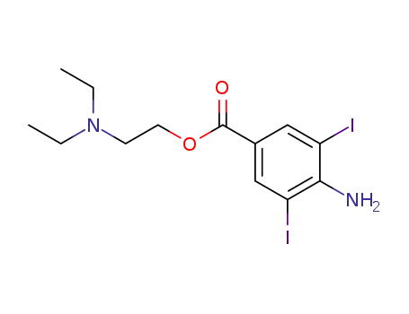 Molecular Structure of 717813-39-3 (4-amino-3,5-diiodo-benzoic acid 2-diethylamino-ethyl ester)